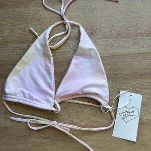 Heart of Sun Malibu Starbust Pink Yellow Bikini Top Women's Size Small S NWT